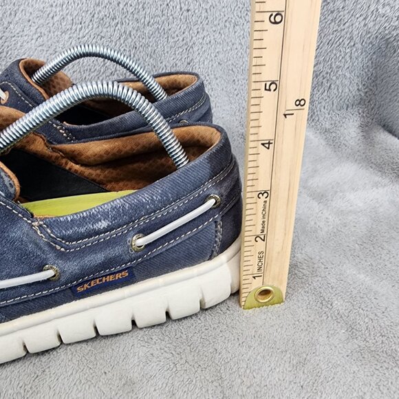 Skechers Shoes Mens Size 9.5 Blue Canvas Moreway Barco Slip On Loafers *Read* main image 7